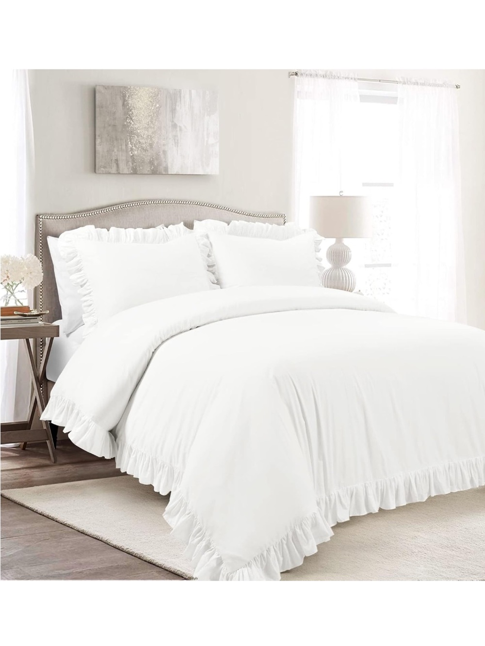 NIB Reyna White Cotton Duvet 3-Piece Set Queen/Full | 100% Cotton